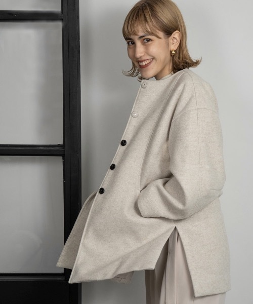 lawgy（ラウジー） ノーカラージャケット FREE オートミール