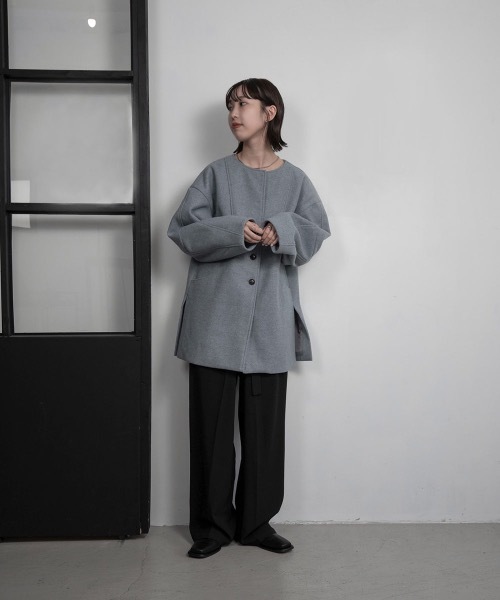 Lawgy グレー ジャケット コート 新品未使用品 値下げ lawgy（ラウジー） ノーカラージャケット FREE オートミール