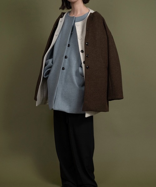 lawgy（ラウジー） ノーカラージャケット FREE オートミール