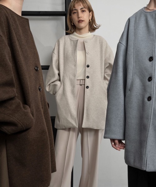 lawgy（ラウジー） ノーカラージャケット FREE オートミール