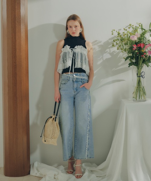 ECREL ジーンズ デニム デニムパンツ アシメウエストレース