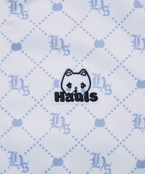 hauls　にゃめんにゃ！モノグラムネ申おジャージ　ホワイト　水色　白 Hauls ジャージ にゃめんにゃ！モノグラムネ申おジャージ