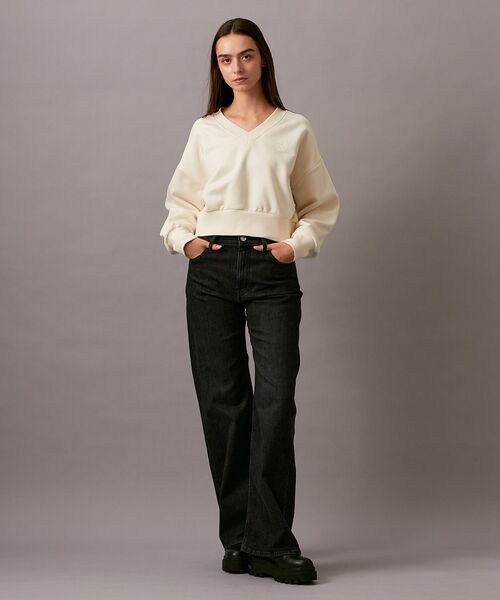 トレーナー スウェット Vネックロングスリーブプルオーバー レディース Calvin Klein トレーナー スウェット Vネックロングスリーブプル
