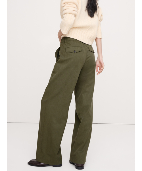 ワイドパンツ パンツ ミッドライズ ワイドレッグ パンツ レディースの画像