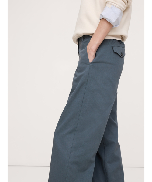 ワイドパンツ パンツ ミッドライズ ワイドレッグ パンツ レディースの画像