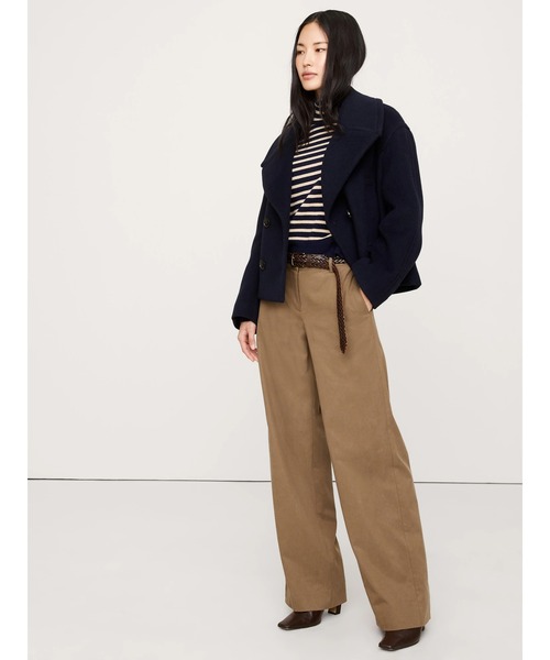 ワイドパンツ パンツ ミッドライズ ワイドレッグ パンツ レディースの画像