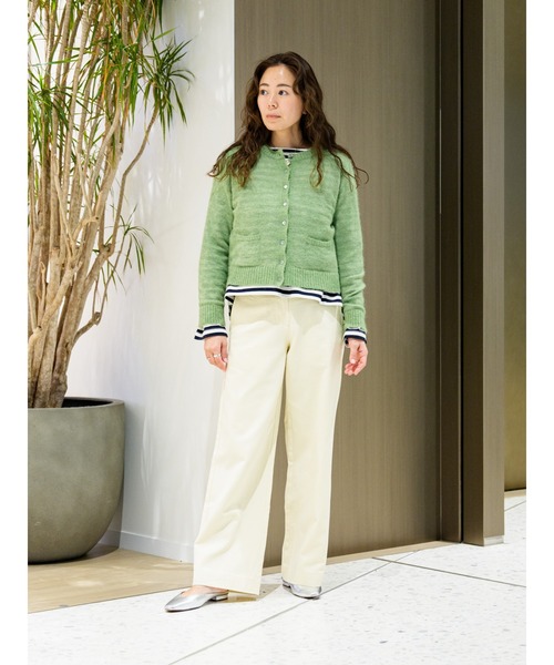 ワイドパンツ パンツ ミッドライズ ワイドレッグ パンツ レディースの画像