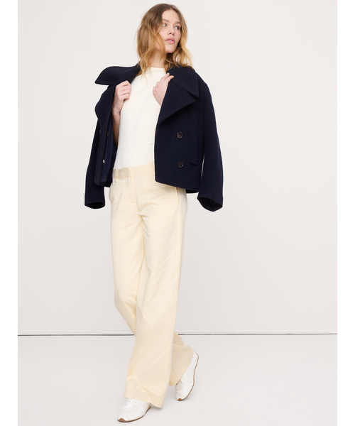 ワイドパンツ パンツ ミッドライズ ワイドレッグ パンツ レディースの画像