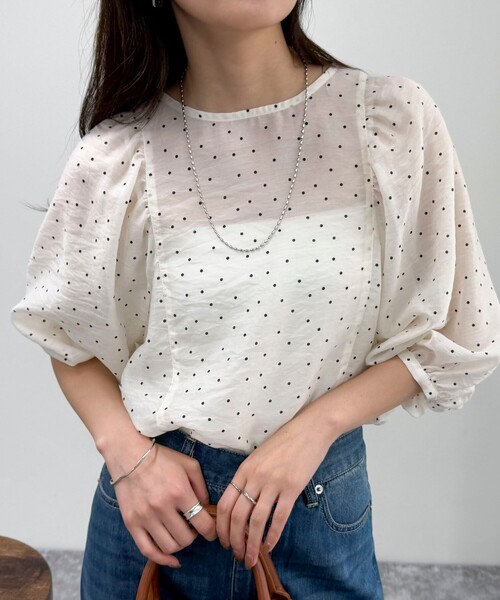 fredy emue ブラウス シャツ ドットボリューム袖ブラウス