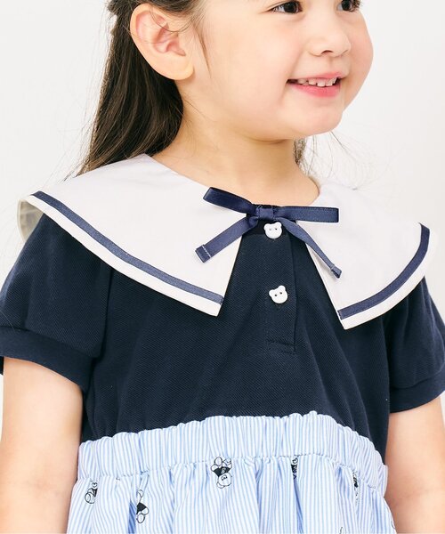 apres les cours ワンピース tiny bearセーラー衿ドッキング