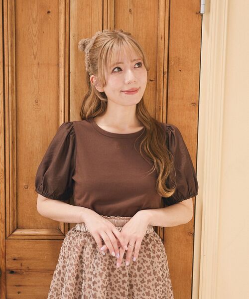tシャツ 異素材パフスリーブTシャツ レディース
