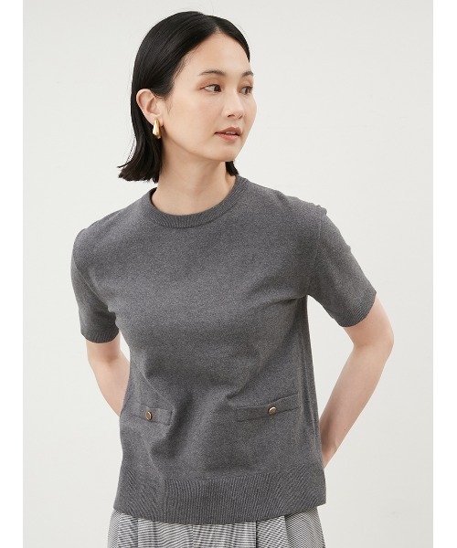 「Mila Owen」 半袖ニット 1 グレー レディース