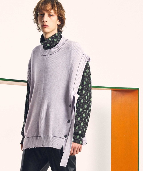 MAISON SPECIAL（メゾンスペシャル） 半袖ニット 1 パープル メンズ