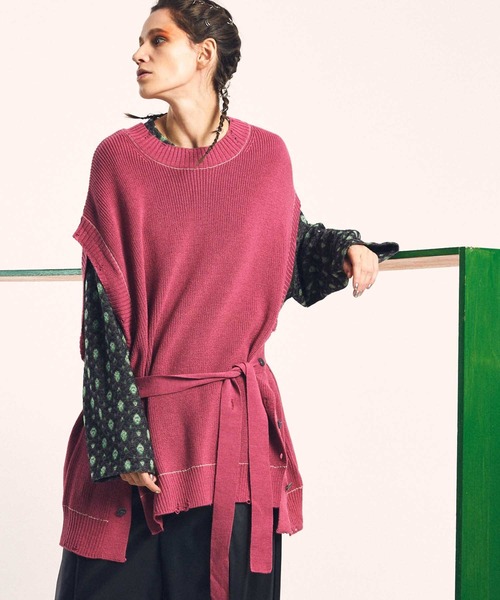 MAISON SPECIAL（メゾンスペシャル） 半袖ニット 1 パープル メンズ