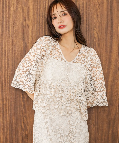 mysty woman（ミスティウーマン） ブラウス シャツ 2WAYスカラップ