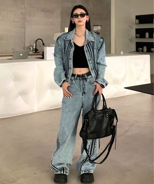 CANVAS+ セットアップ 「CANVAS+」ライン切り替えデニムセットアップ