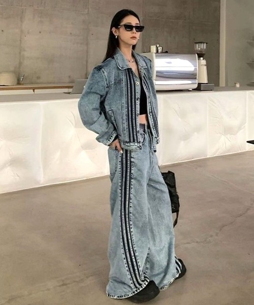 CANVAS+ セットアップ 「CANVAS+」ライン切り替えデニムセットアップ