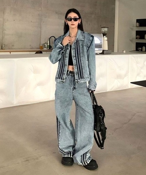 CANVAS+ セットアップ 「CANVAS+」ライン切り替えデニムセットアップ