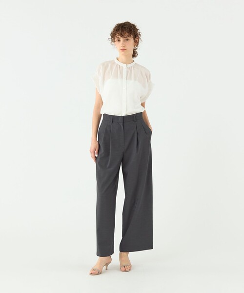 Ballsey ブラウス シャツ コットンクレープ スタンドカラー