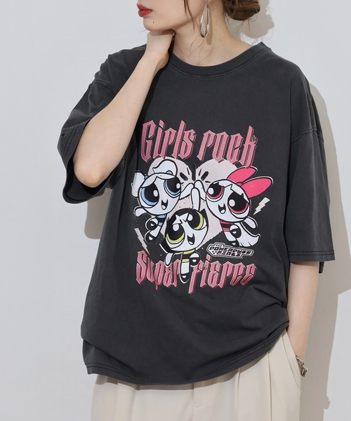 パワーパフガールズTシャツ 黒　L X-girl Stages tシャツ 「パワーパフ ガールズ」バックプリント