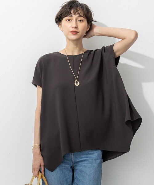 tシャツ 「UVカット/接触冷感/吸水速乾」ストレッチジョーゼット イレギュラーヘムプルオーバー レディース