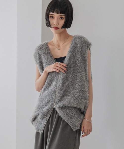 ベスト ジレ シャギーＺＩＰベスト　579528 レディース