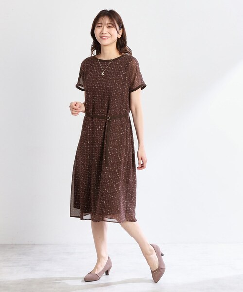 ねんねこ Reflect洗える ワンピース、ベルト付きワンピース2枚 Reflect☆ 【洗える】ベルト付き幾何柄ワンピース Reflect☆ 【洗える