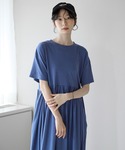 ワンピース 半袖 ギャザーフレアマキシカットワ...の詳細画像2