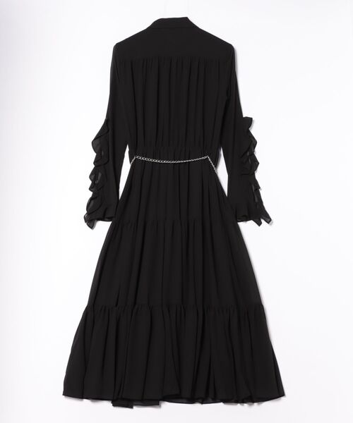 【新品・未使用】【MICHAEL KORS】シャツワンピース★ミディドレス／S MICHAEL KORS シャツワンピース ラッフル スリーブ ミディ ドレス