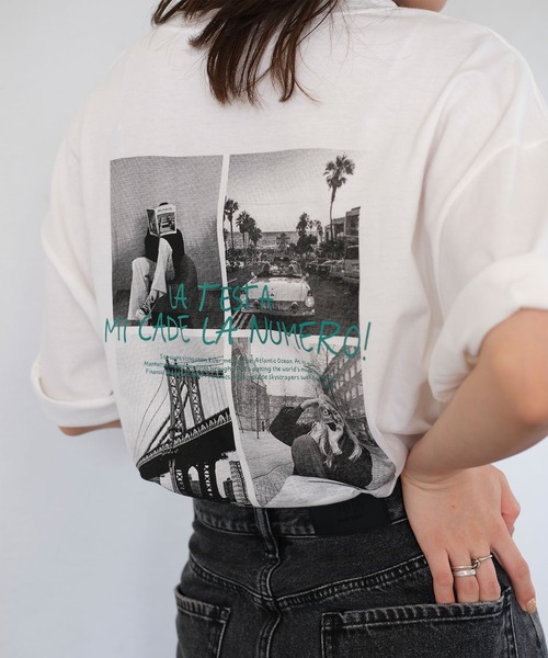 Reurie' tシャツ バックプリントオーバーTシャツ／back print