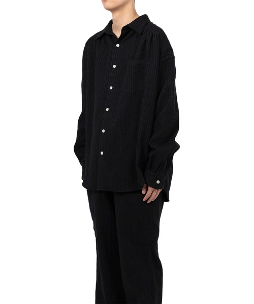 KAMIYA シャツ Pinstripe Back Gathered Shirt メンズ : ZOZOTOWN