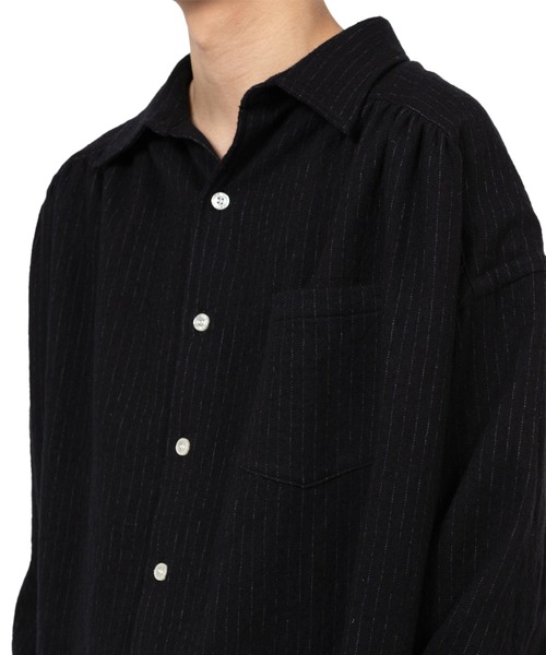 KAMIYA シャツ Pinstripe Back Gathered Shirt メンズ : ZOZOTOWN