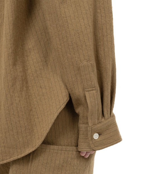 KAMIYA シャツ Pinstripe Back Gathered Shirt メンズ : ZOZOTOWN