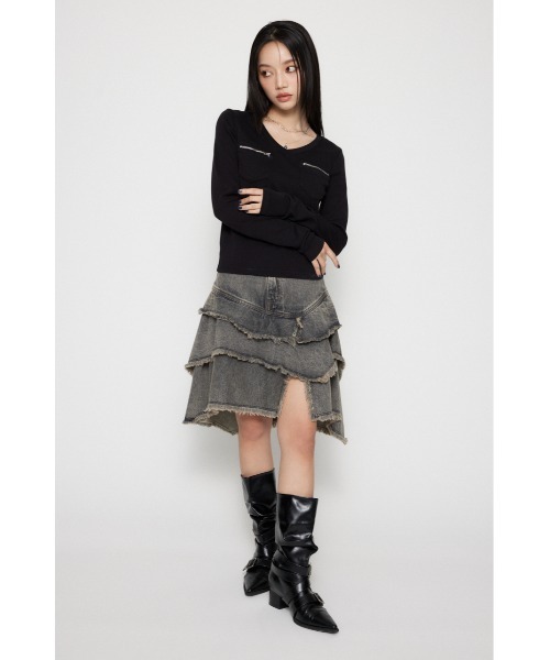 LAGUA GEM（ラグアジェム） デニムスカート RONDOM HEM CUT OFF デニム