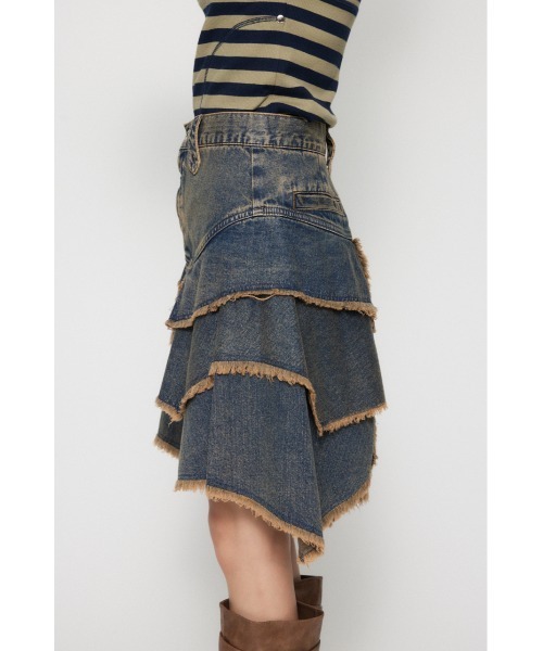 LAGUA GEM（ラグアジェム） デニムスカート RONDOM HEM CUT OFF デニム