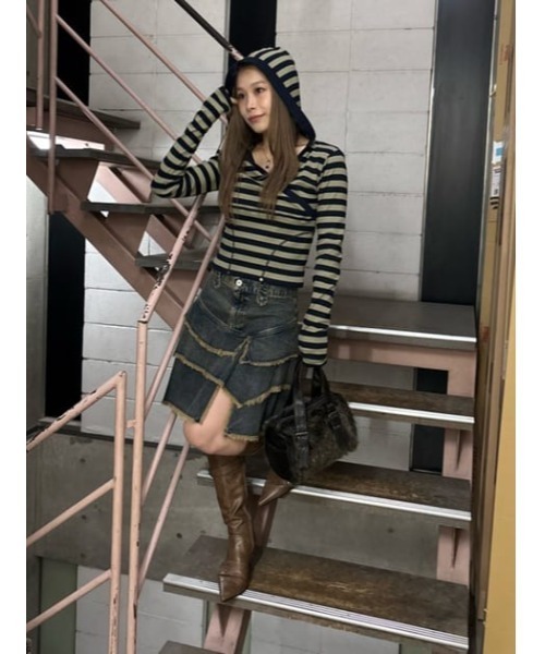 LAGUA GEM（ラグアジェム） デニムスカート RONDOM HEM CUT OFF デニム