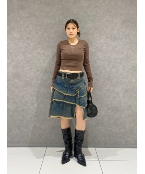 LAGUA GEM（ラグアジェム） デニムスカート RONDOM HEM CUT OFF デニム