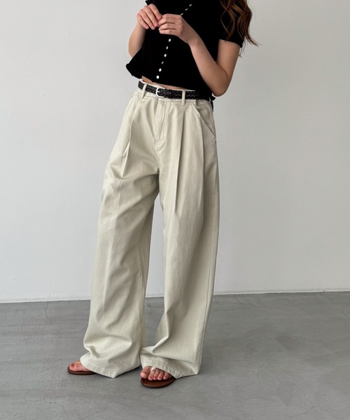 CANALJEAN El marベージュ ワイドパンツ チノパン CANAL JEAN（キャナルジーン） 「El mar」チノパンツ SMALL ベージュ