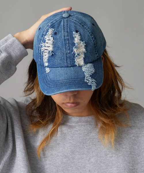 Theater code キャップ 帽子 Distressed 6-Panel Denim Cap / ダメージ