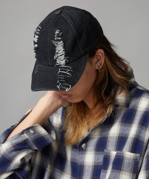 Theater code キャップ 帽子 Distressed 6-Panel Denim Cap / ダメージ
