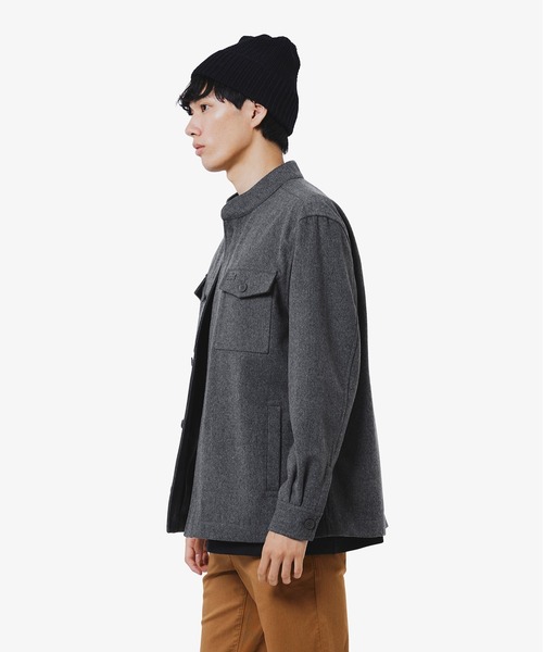 LACOSTE（ラコステ） シャツ ウールブレンドメルトン スタンドカラー