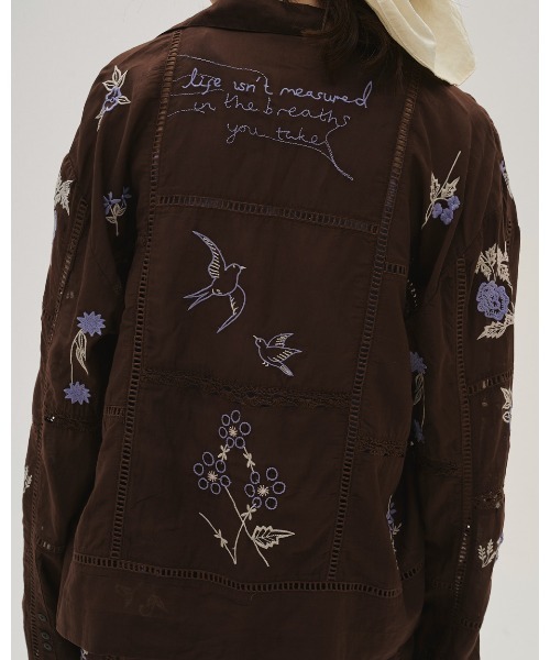 ブラウス シャツ Embroidery Patchwork Shirts レディースの画像