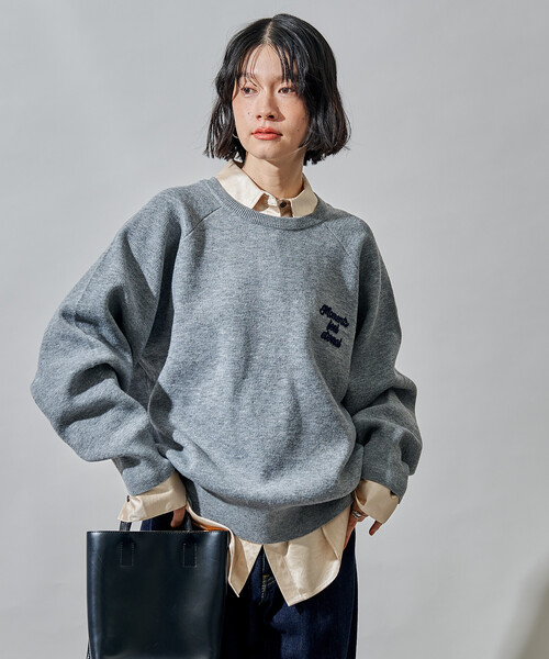 ニットセーター 長袖 ラグラン FREAK'S STORE（フリークスストア） ニット セーター ブラシ刺繍