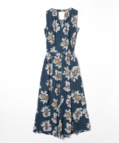 「HANALEI」 花柄オールインワン FREE ネイビー レディース_画像2