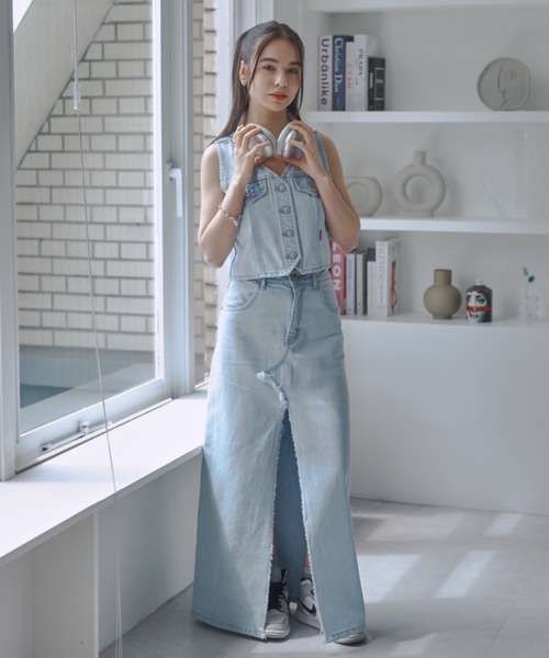 「JUST A NOON」 ベスト FREE ライトブルー レディース_画像6