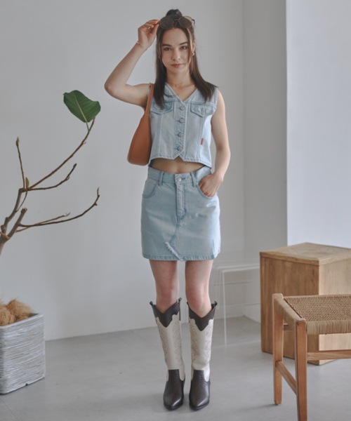 「JUST A NOON」 ベスト FREE ライトブルー レディース_画像9