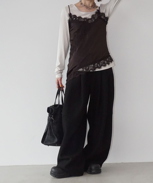 chuclla（チュクラ） キャミソール レーストリムサテンキャミソール