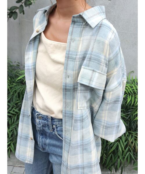 ｱﾝｸﾞﾘｯﾄﾞのチェックロングシャツ Ungrid（アングリッド） ブラウス シャツ ビッグルーズチェックシャツ