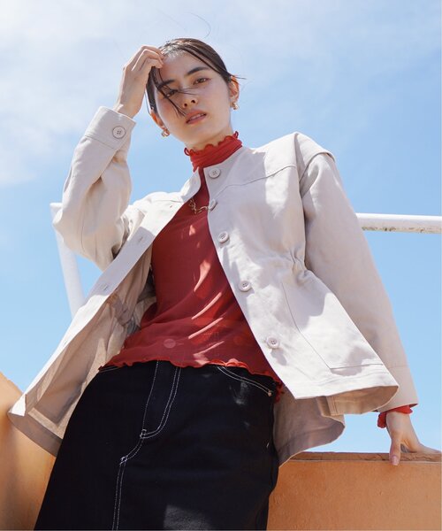 「VENCEEXCHANGE」 ノーカラージャケット FREE ダークグリーン レディース_画像2