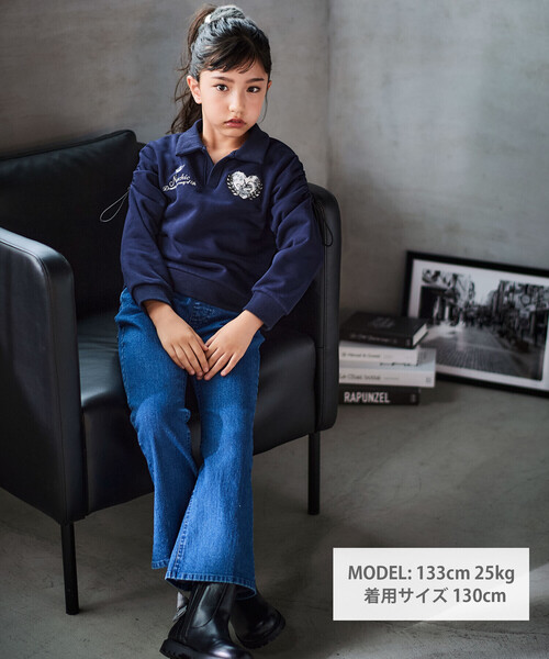 nexchic（ネクシック） トレーナー ロゴバッチ裏起毛ラガーシャツ(110